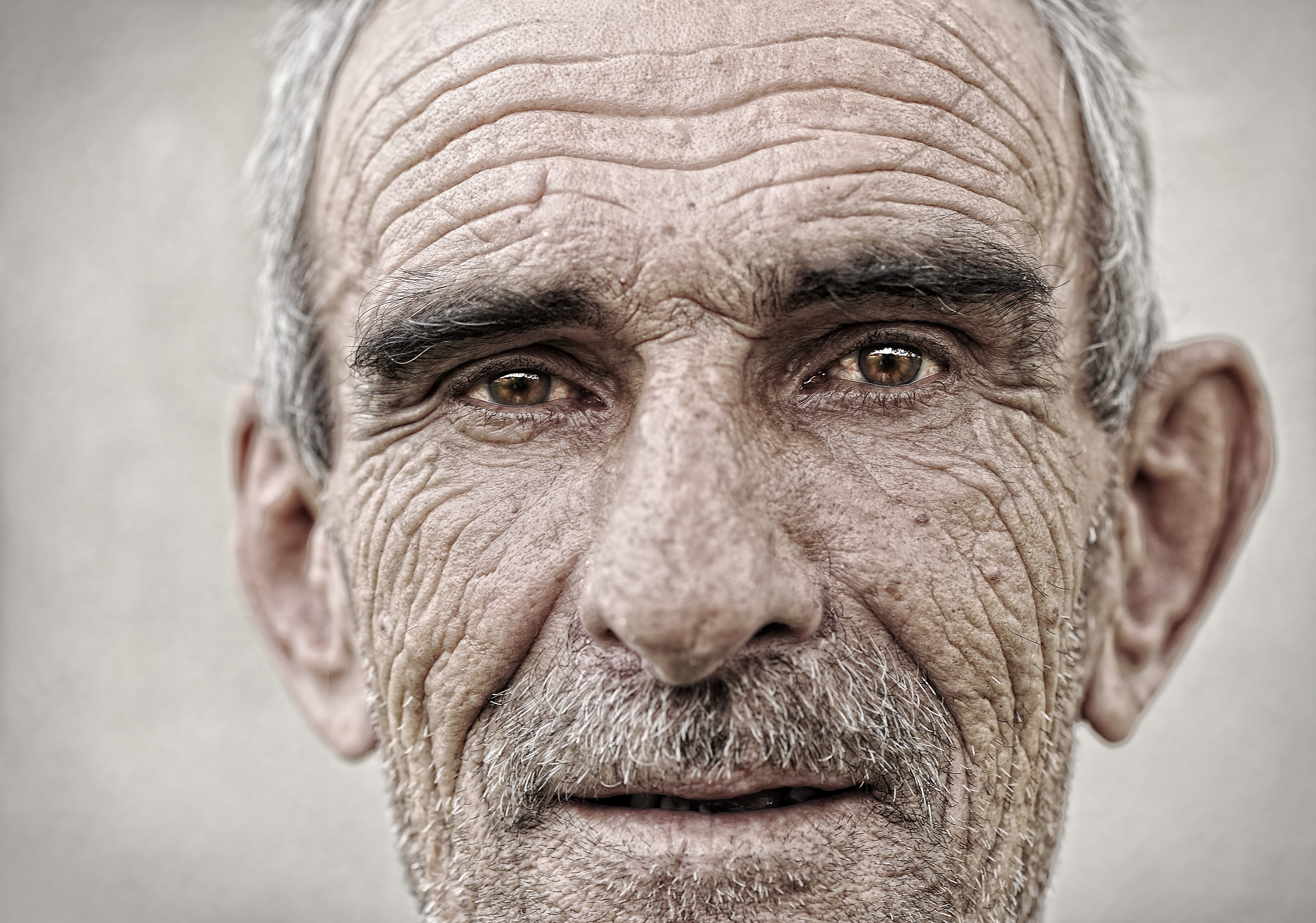 Elderly, old, mature man close up portrait